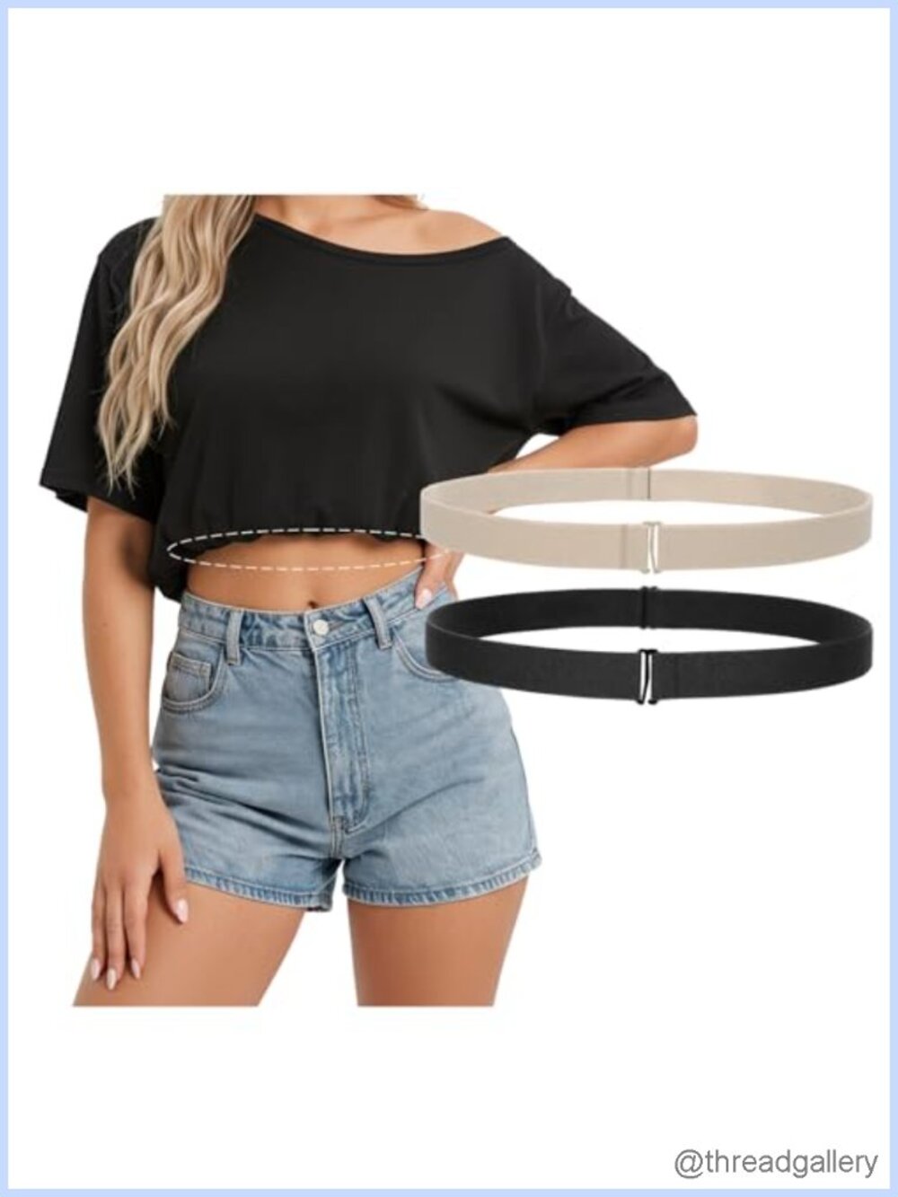 Adjustable Crop Top Tuck Waist Band Elastic Stretch Belt for Women